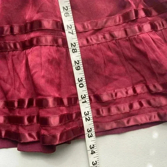 Mustard Seed Size Medium Burgundy Long Sleeve V-Neck Mini Party Dress - Picture 8 of 9